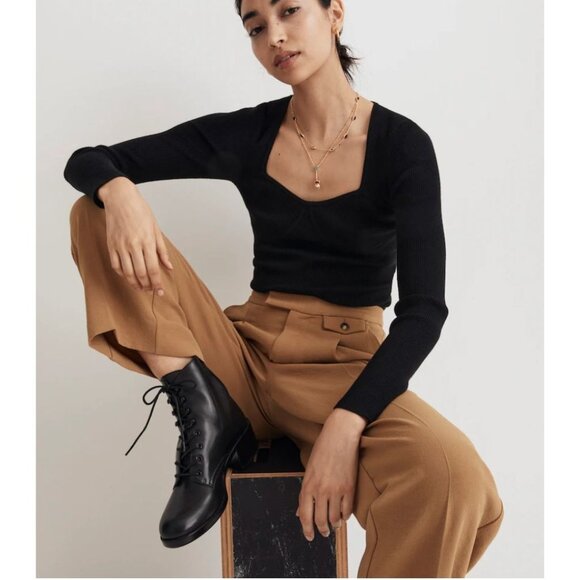 Madewell The Shelton Lace Up Boot Black Leather Sz 6.5 NN030 - Picture 3 of 9